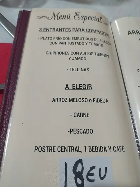 menu 2 of Bar restaurante El Rincón de Merche