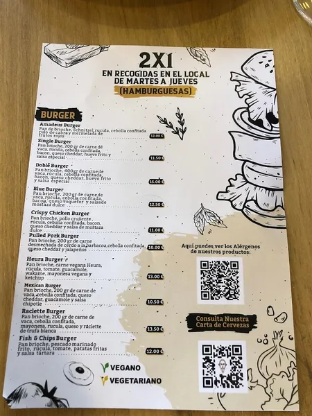 menu 1 of Amadeus Burger & Beer - El Pla