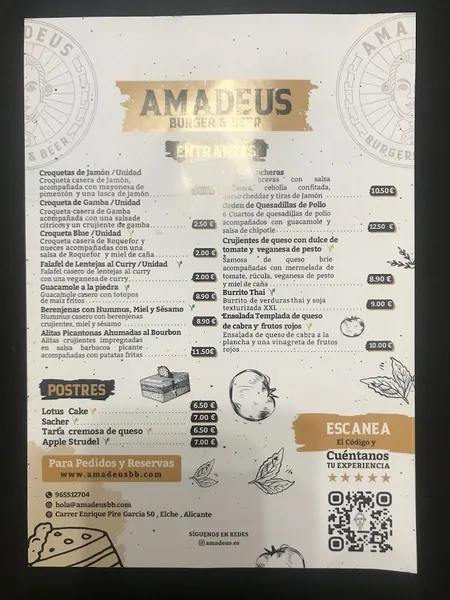 menu 2 of Amadeus Burger & Beer - El Pla