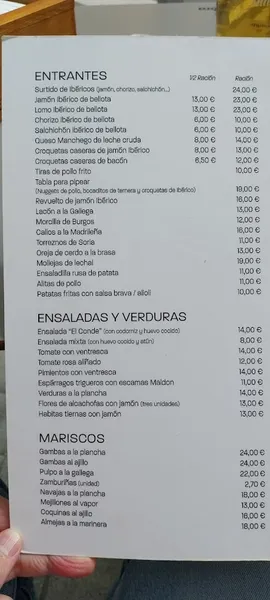 menu 0 of El Rincón del Conde