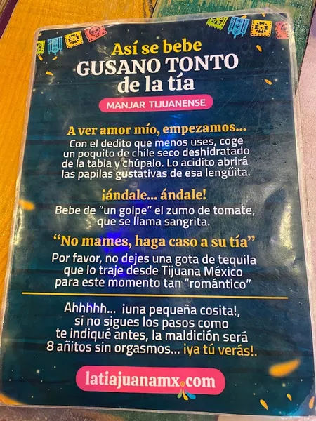 menu 2 of La Tía Juana Valencia Caballeros🇲🇽🌮🌶🌯