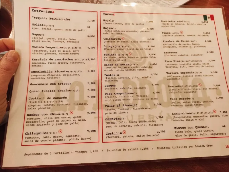 menu 0 of Taquería La Llorona