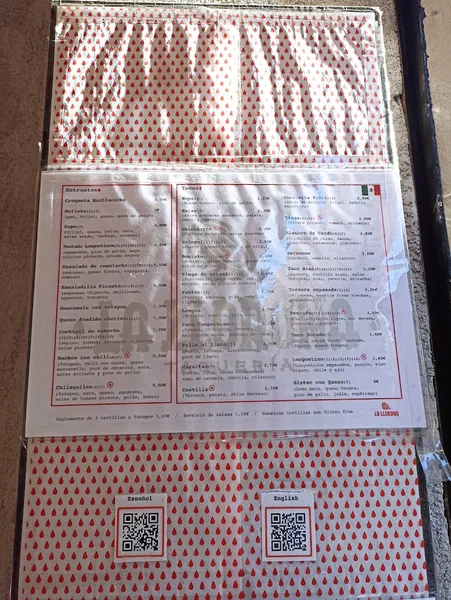 menu 2 of Taquería La Llorona
