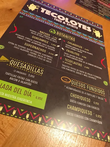 menu 2 of Tecolotes