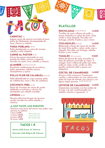 menu 2 of Restaurante Mexicano en Valencia. Las Adelitas.