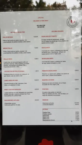 menu 2 of Apluma ‘The Chicken Gourmet Place’