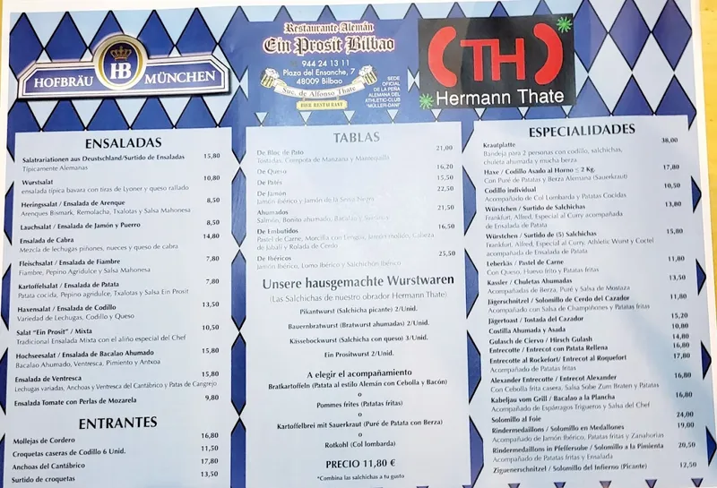 menu 0 of Restaurante Ein Prosit Bilbao