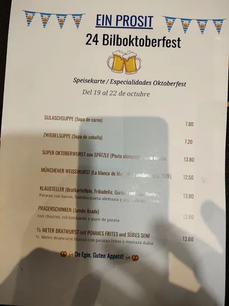 menu 1 of Restaurante Ein Prosit Bilbao