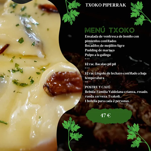 menu 0 of Txoko Piperrak Comidas Grupos