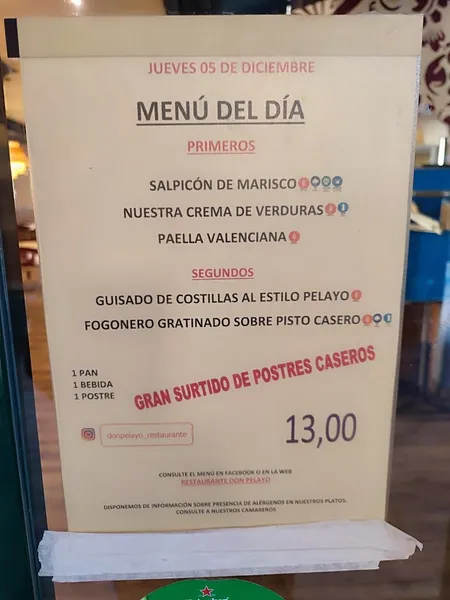 menu 0 of Cafetería - Restaurante Don Pelayo
