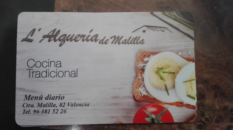 menu 0 of Restaurante L´Alquería de Malilla