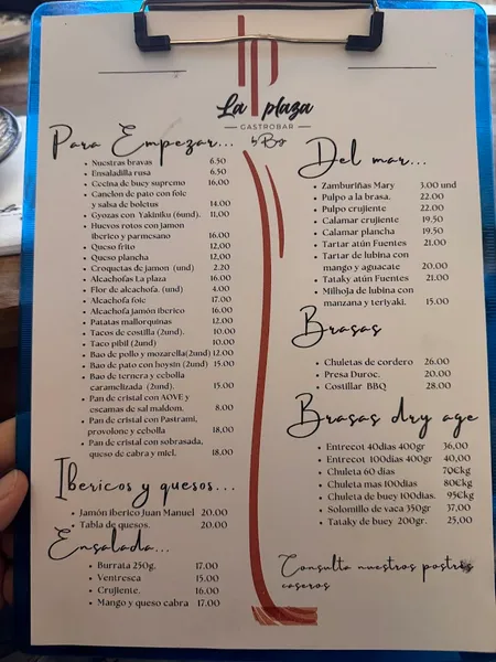 menu 1 of La Plaza by Borja Gastrobar