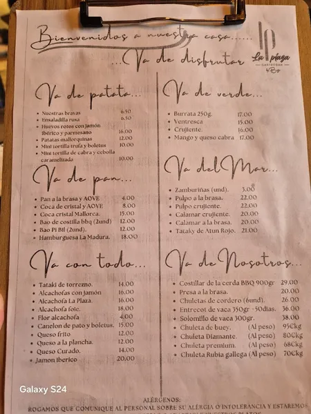 menu 2 of La Plaza by Borja Gastrobar