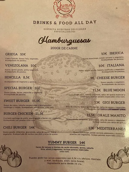 menu 2 of Yummy Mamy. Cafeteria, Restaurante & Hamburguesería