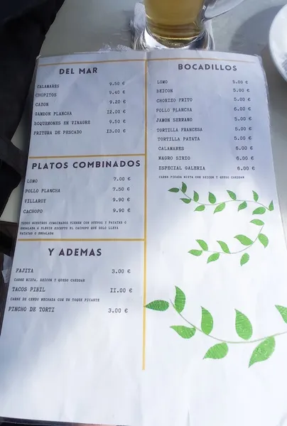 menu 0 of Bar La Galería