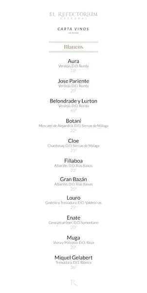 menu 0 of El Refectorium Catedral