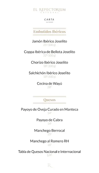 menu 1 of El Refectorium Catedral