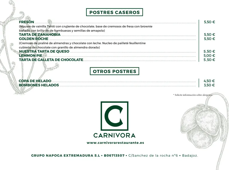 menu 2 of Restaurante Carnívora