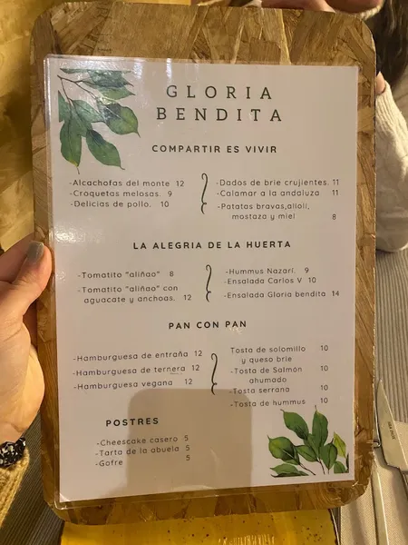 menu 2 of Restaurante Gloria Bendita Madrid