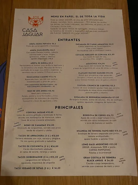 menu 0 of Casa Jaguar