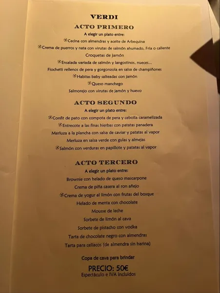 menu 0 of Restaurante La Castafiore