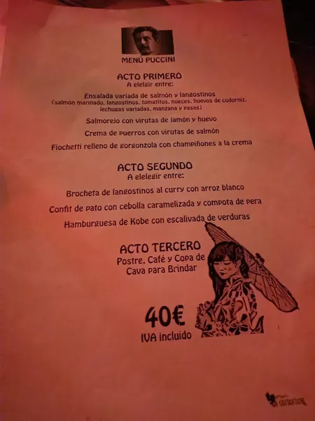 menu 2 of Restaurante La Castafiore