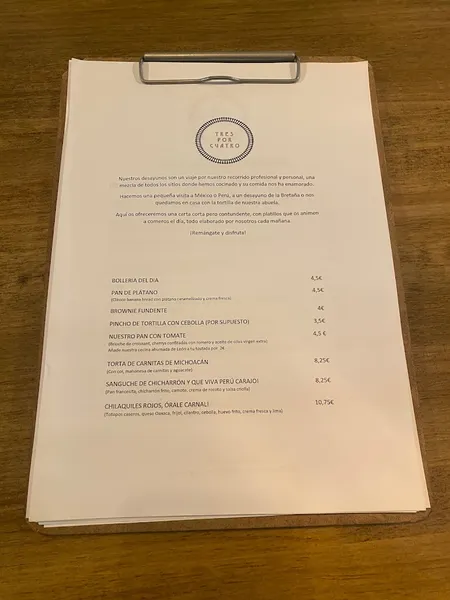 menu 1 of Tres por Cuatro