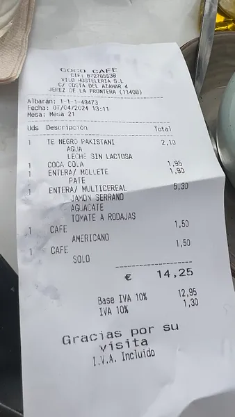 menu 1 of Coco Café