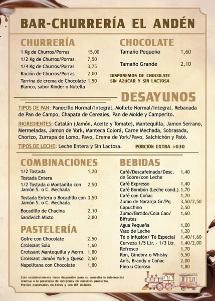 menu 0 of CAFETERÍA CHURRERÍA TAPERÍA EL ANDÉN
