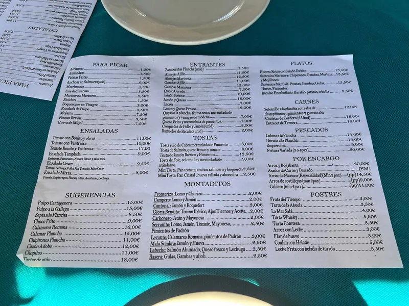 menu 0 of La Mar Salá