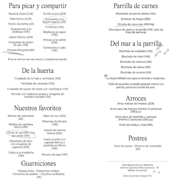 menu 0 of Las Margaritas - Casa de Comidas