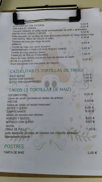 menu 0 of Los machetes