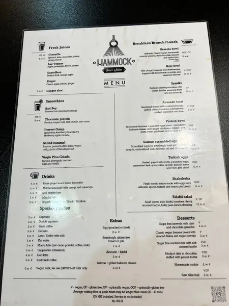 menu 1 of Hammock Juice Station
