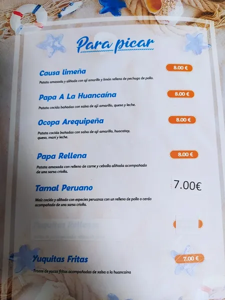 menu 1 of Pisco Sour 8a