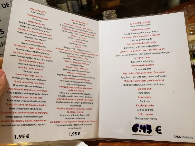 menu 2 of Gasterea