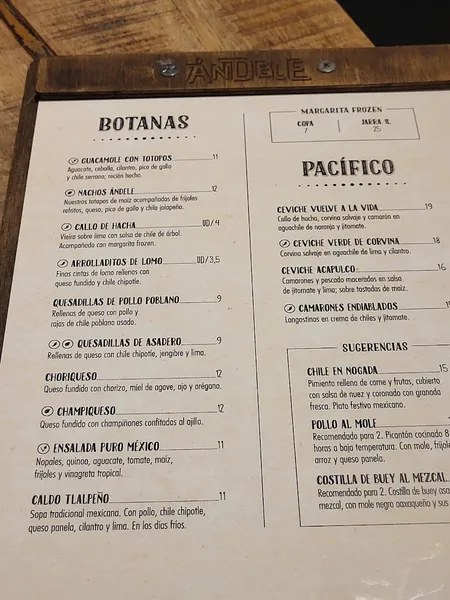 menu 1 of ÁNDELE Gràcia