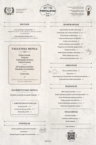 menu 0 of Mesón Portaletas