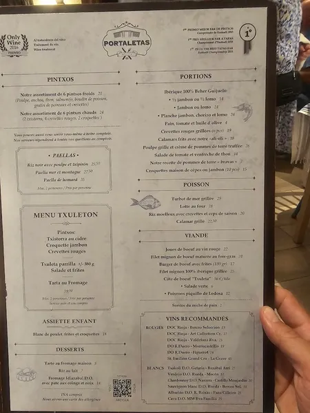 menu 1 of Mesón Portaletas