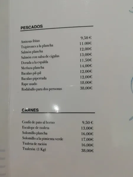 menu 2 of Restaurante Txoko