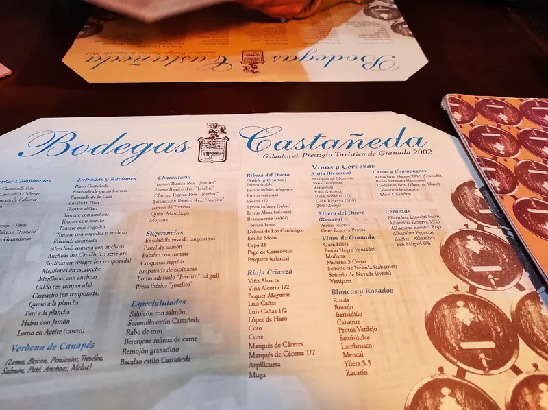 menu 2 of Bodegas Castañeda