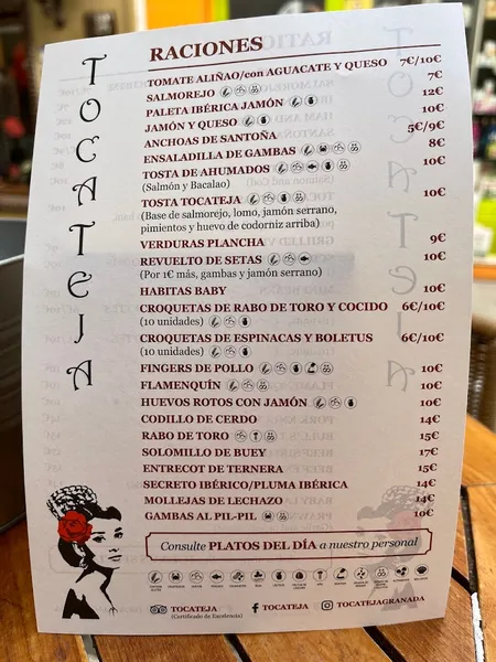 menu 1 of Bar Tocateja
