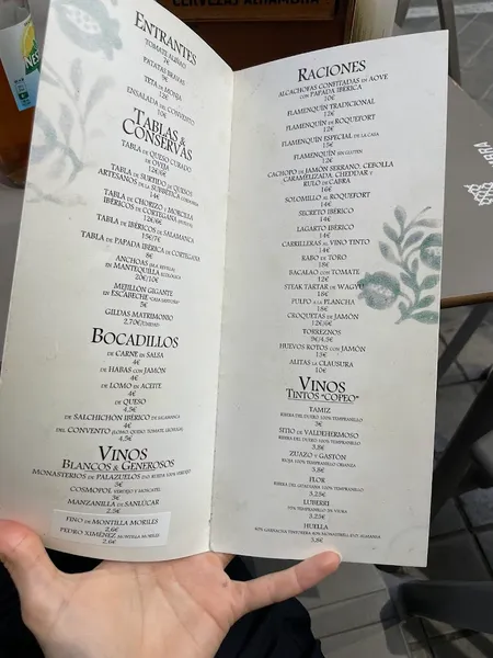 menu 1 of Taberna La Clausura