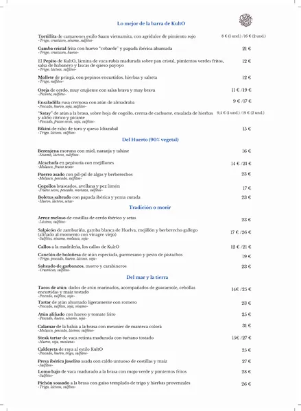 menu 1 of KultO