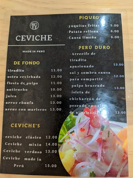 menu 1 of CEVICHE MADE IN PERÚ