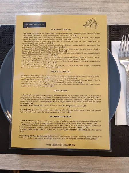 menu 2 of THAI BANGKOK Cuisine