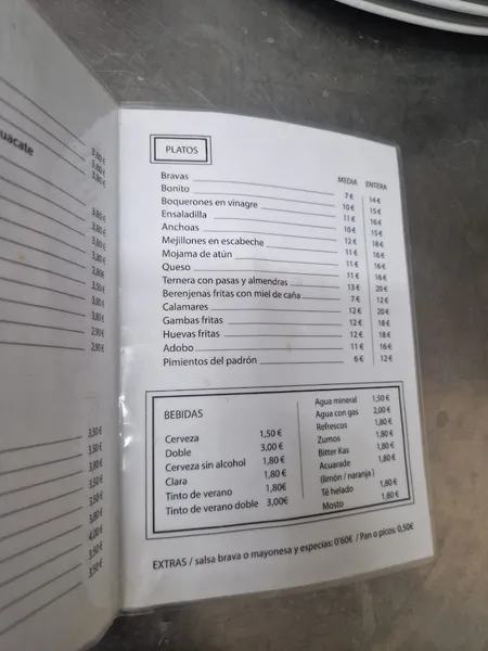 menu 0 of Bar Salomón Rey de los Pinchitos