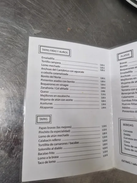 menu 1 of Bar Salomón Rey de los Pinchitos