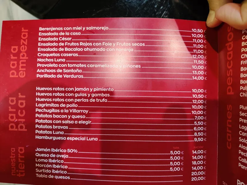 menu 1 of Cervecería Luna - Badajoz