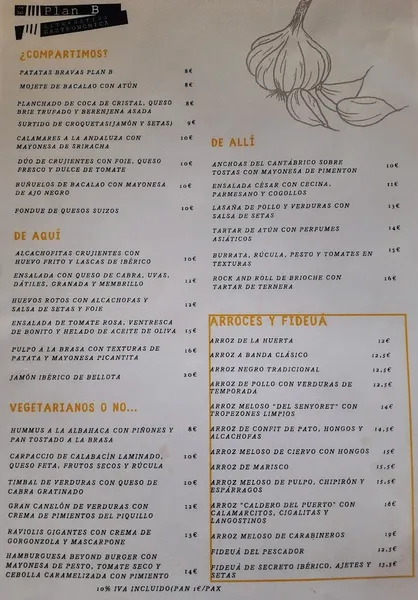 menu 0 of Plan B Castellón