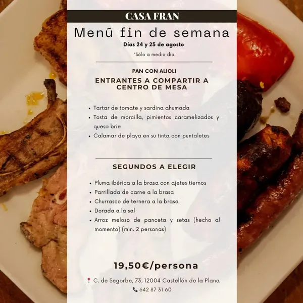 menu 0 of Restaurante Casa Fran